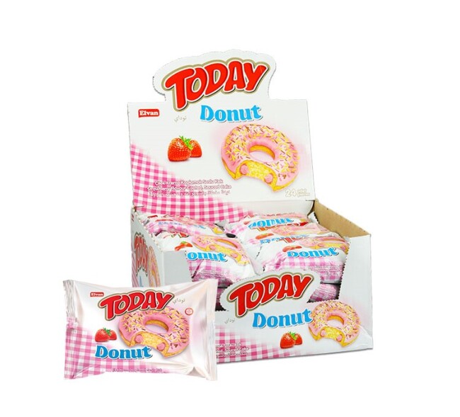 Today Donut Kek Çilekli 35 Gr. 24 Adet (1 Kutu) - Elvan