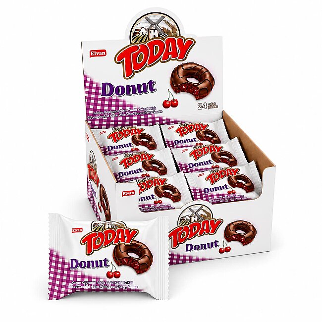 Today Donut Kek Vişneli 35Gr. 24 Adet (1 Kutu) - Today