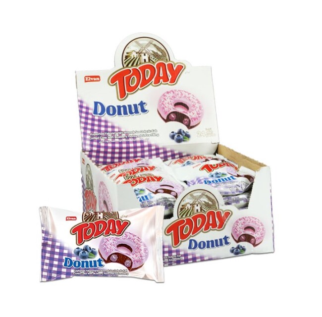 TODAY Donut Kek Yabanmersinli 35Gr. 24 Adet (1 Kutu) - Elvan