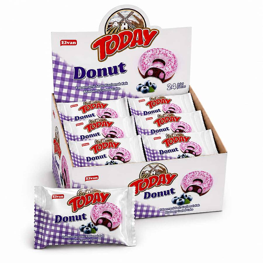 Today Donut Kek Yabanmersinli 35Gr. 24 Adet (1 Kutu) - 1