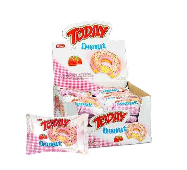  Today Donut Strawberry 35 Gr 24 pcs (1 Box) - Elvan