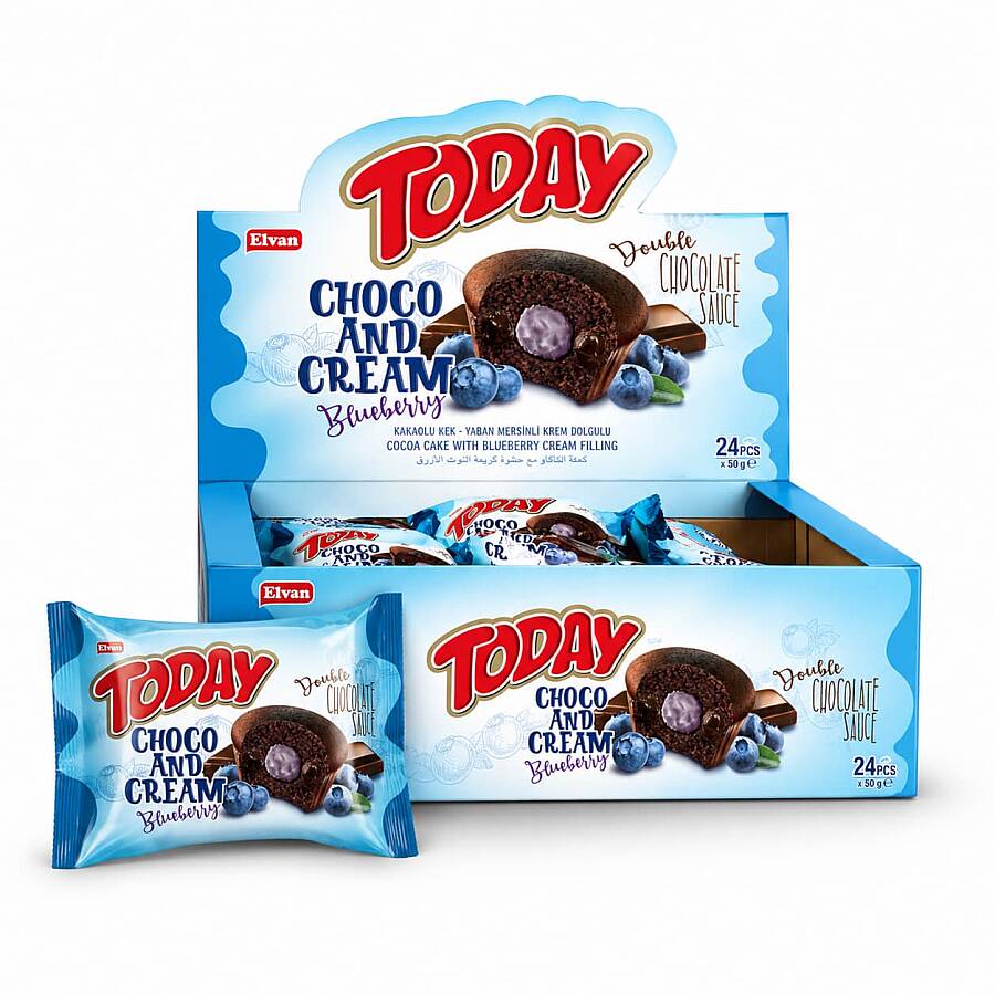 Today Double Choco And Cream Blueberry 50 Gr. 24 Pieces (1 Box) - 1