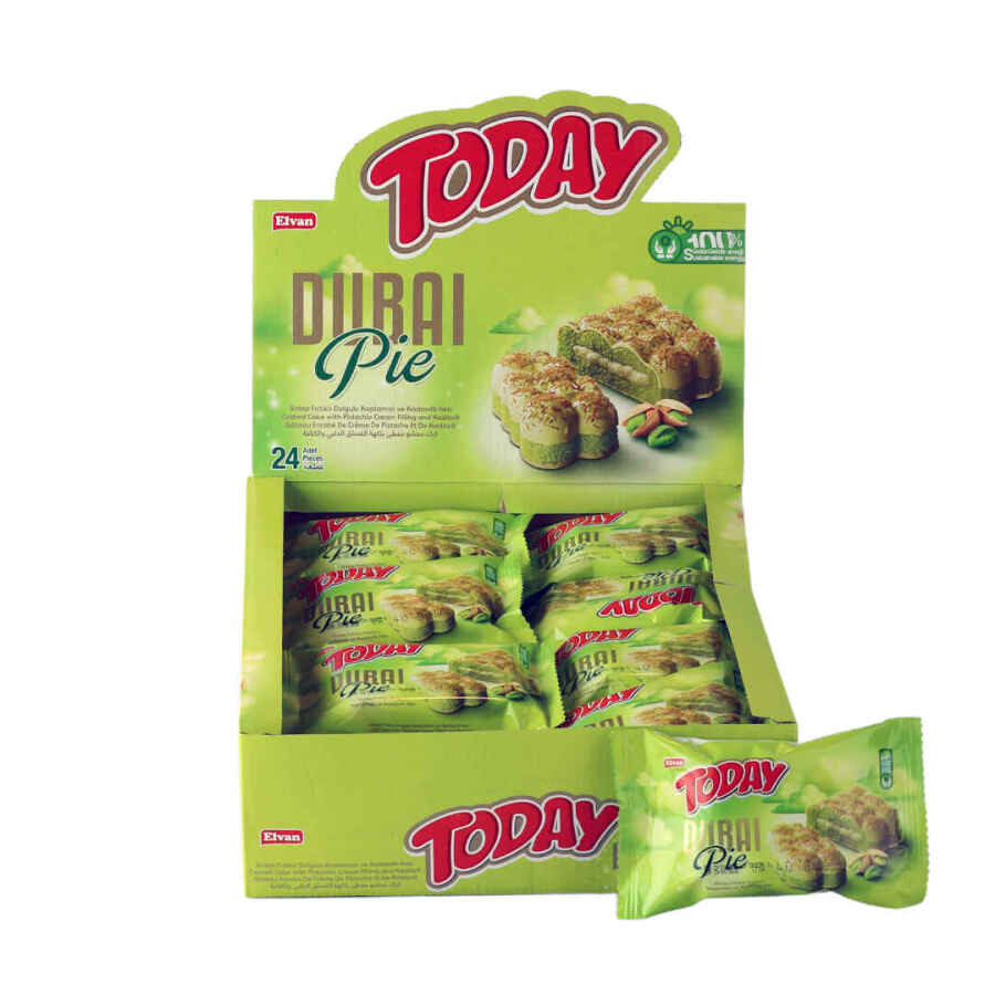 Today Dubai Pie Pistachio and Kadayif Cake 40 Grams, 24 Pieces (1 Box) - 1