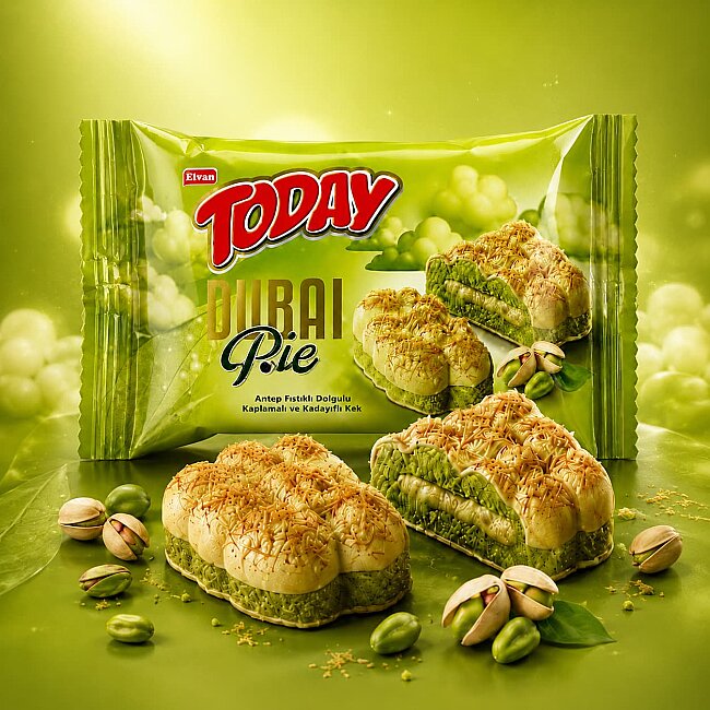 Today Dubai Pie Pistachio and Kadayif Cake 40 Grams, 24 Pieces (1 Box) - 3
