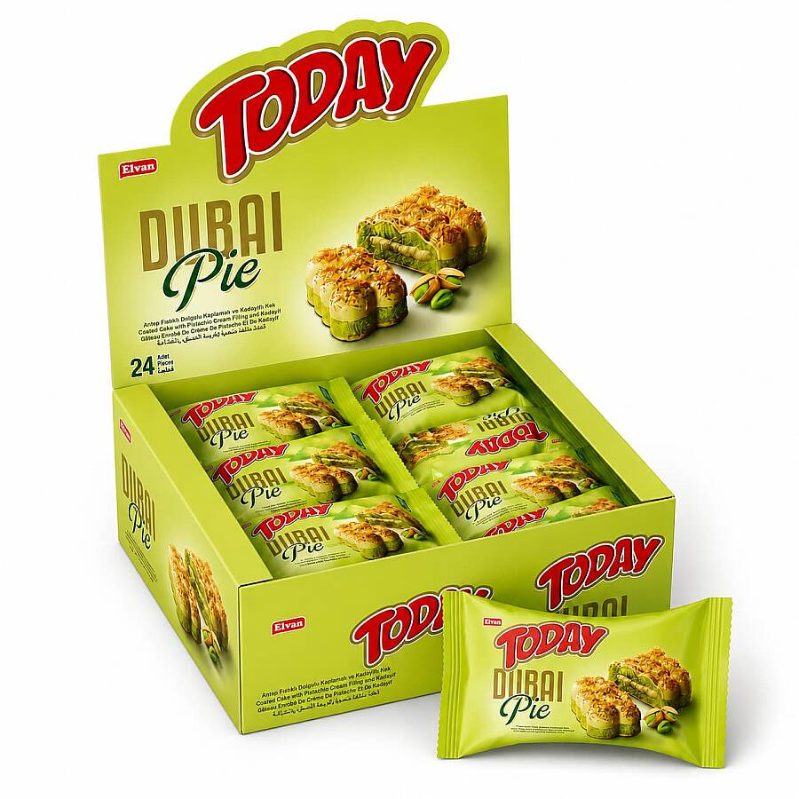 Today Dubai Pie Pistachio and Kadayif Cake 40 Grams, 24 Pieces (1 Box) - 1
