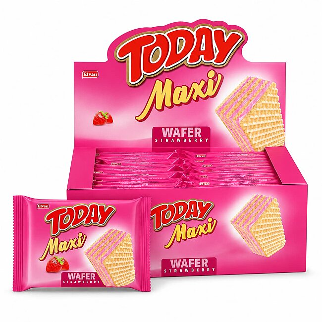Today Maxi Çilekli Gofret 38 Gr. 24 Adet (1 Kutu) - Today