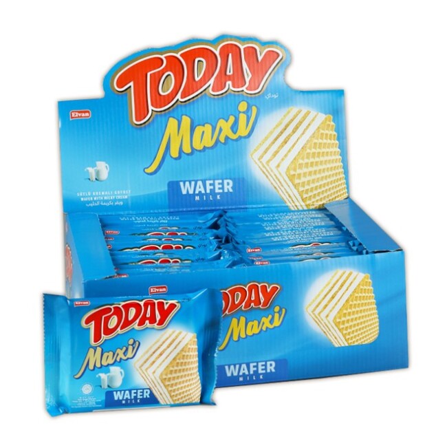 Today Maxi Wafer with Milk 38 Gr. 24 Pieces (1 Box) - Elvan