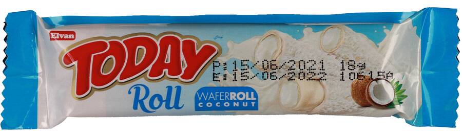 Today Roll Beyaz Kaplamalı Hindistan Cevizli Gofret 18 Gr 24 Adet (1 Paket) - 2
