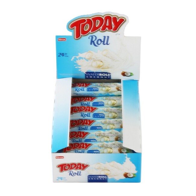 Today Roll Beyaz Kaplamalı Hindistan Cevizli Gofret 18 Gr 24 Adet (1 Paket) - 1