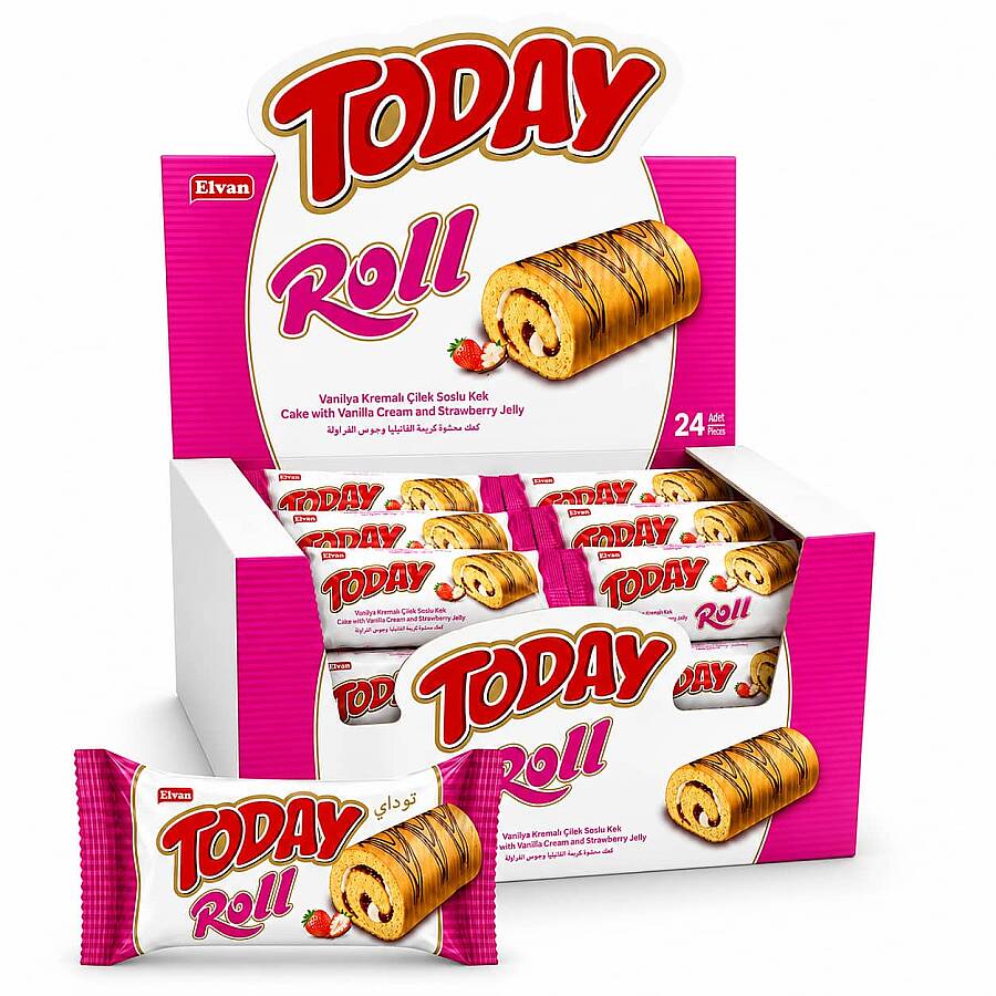 Today Swiss Roll Çilek Kremalı Kek 35 Gr 24 Adet (1 Kutu) - 1
