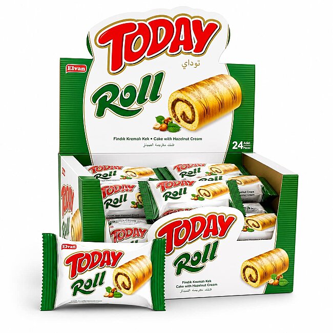 Today Swiss Roll Hazelnut Cream Cake 35 Gr 24 Pieces (1 Box) - 1