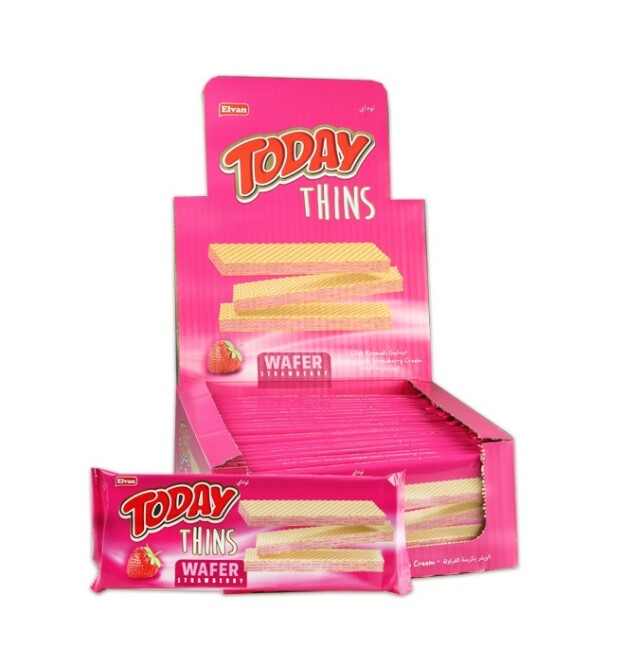 Today Thins Gofret Çilekli 65Gr. 24 Adet ( 1 Kutu ) - Elvan