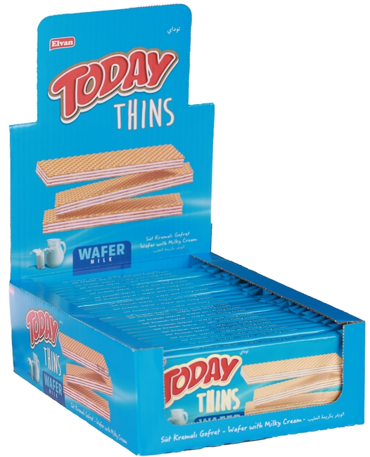 Today Thins Gofret Sütlü 65 Gr. 24'lü ( 1 Kutu ) - Elvan