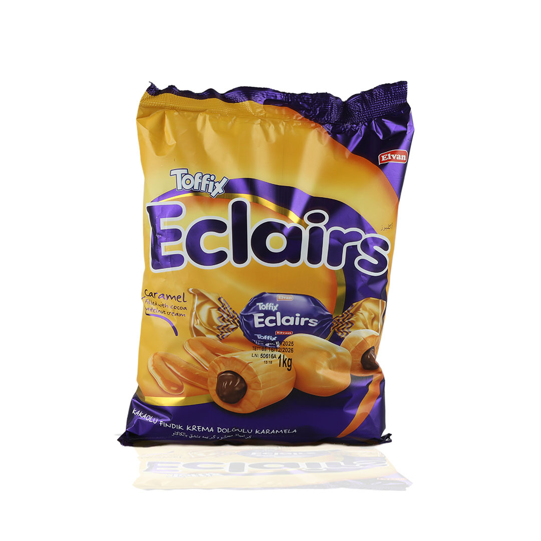 Toffix Eclairs Kakaolu Şeker 1000 Gr. Poşet 8 Adet (1 Koli)
