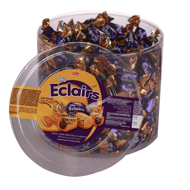Toffix Eclaırs Kakaolu Şeker 1000 Gr. Silindir (1 Kutu) - Elvan