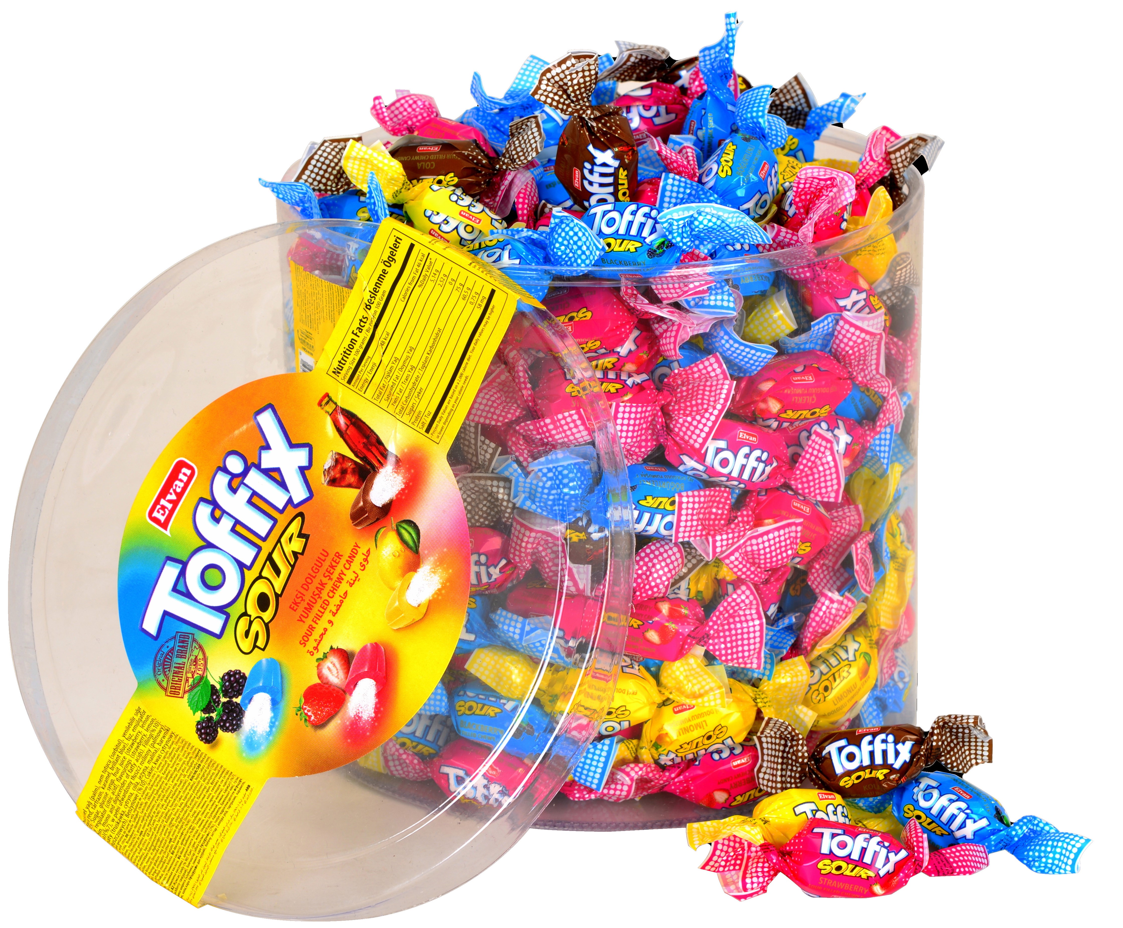 Toffix Sour Mix Şeker 1000 Gr. Silindir 8 Adet (1 Koli)