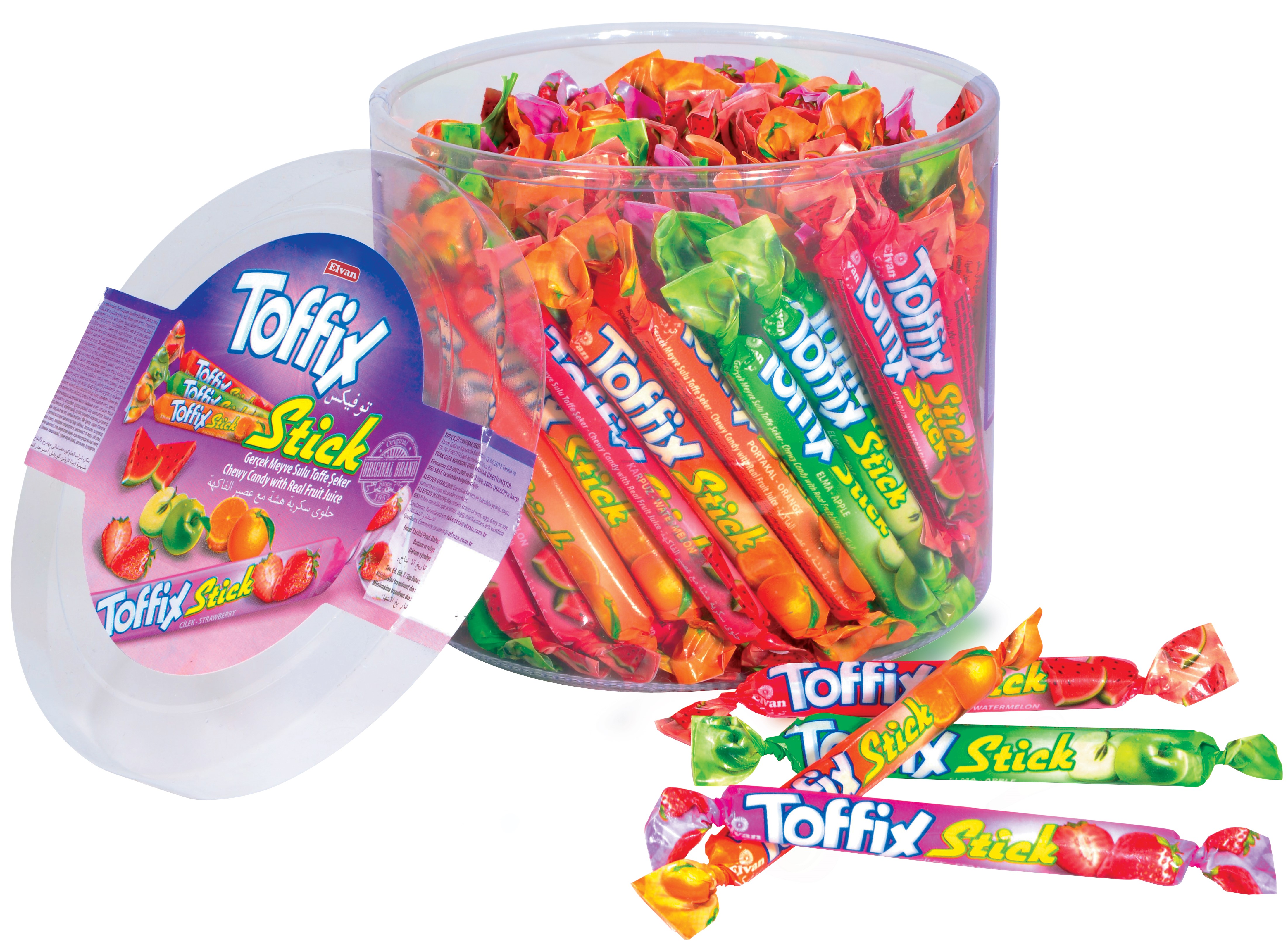 Toffix Stick Meyveli Mix Şeker 800 Gr. Silindir 8 Adet (1 Koli)