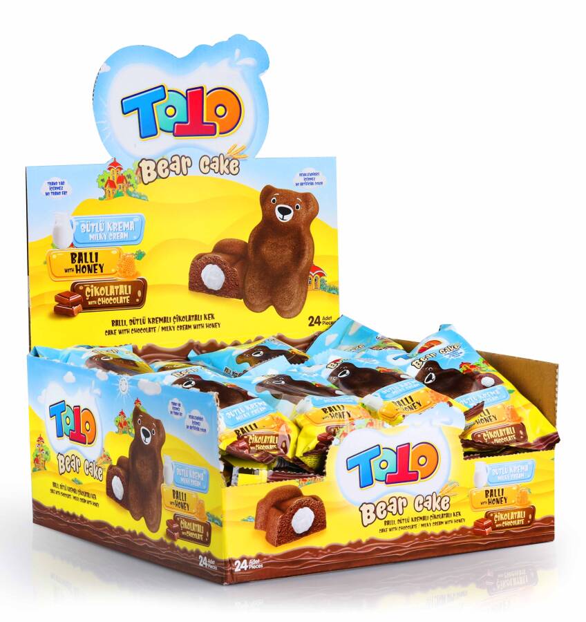 Toto Bear Cake Chocolate Cake with Honey Milk Cream 40 Gr. 24 Pieces (1 Box) - 5