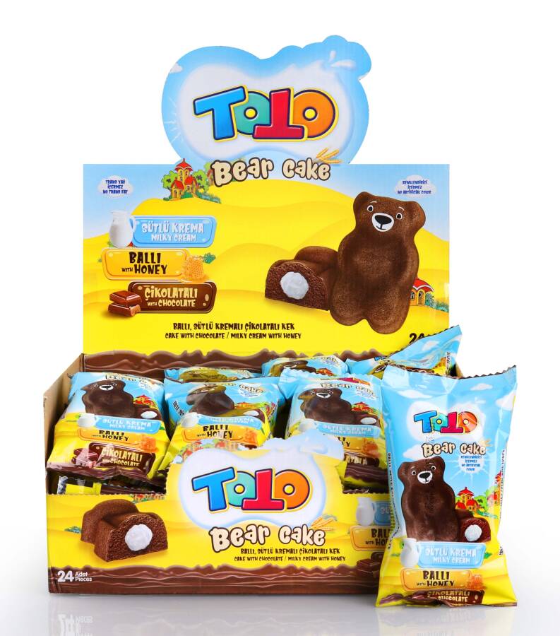 Toto Bear Cake Chocolate Cake with Honey Milk Cream 40 Gr. 24 Pieces (1 Box) - 1