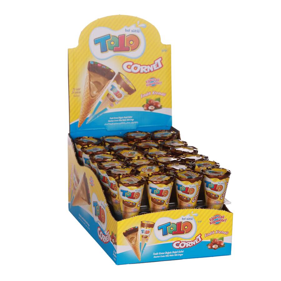 Toto Cornet Gofret Fındıklı 25 Gr. 24lü (1 Kutu) - 1