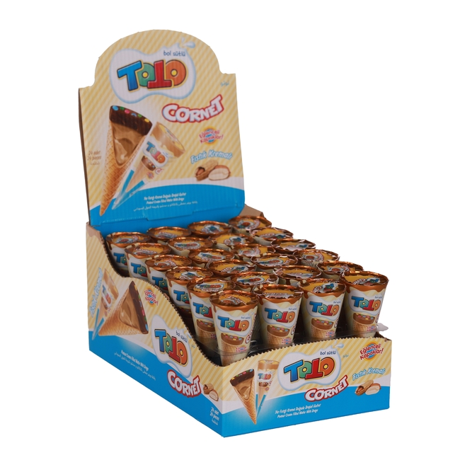Toto Cornet Gofret Yer Fıstıklı 25 Gr. 24lü (1 Kutu) - 1