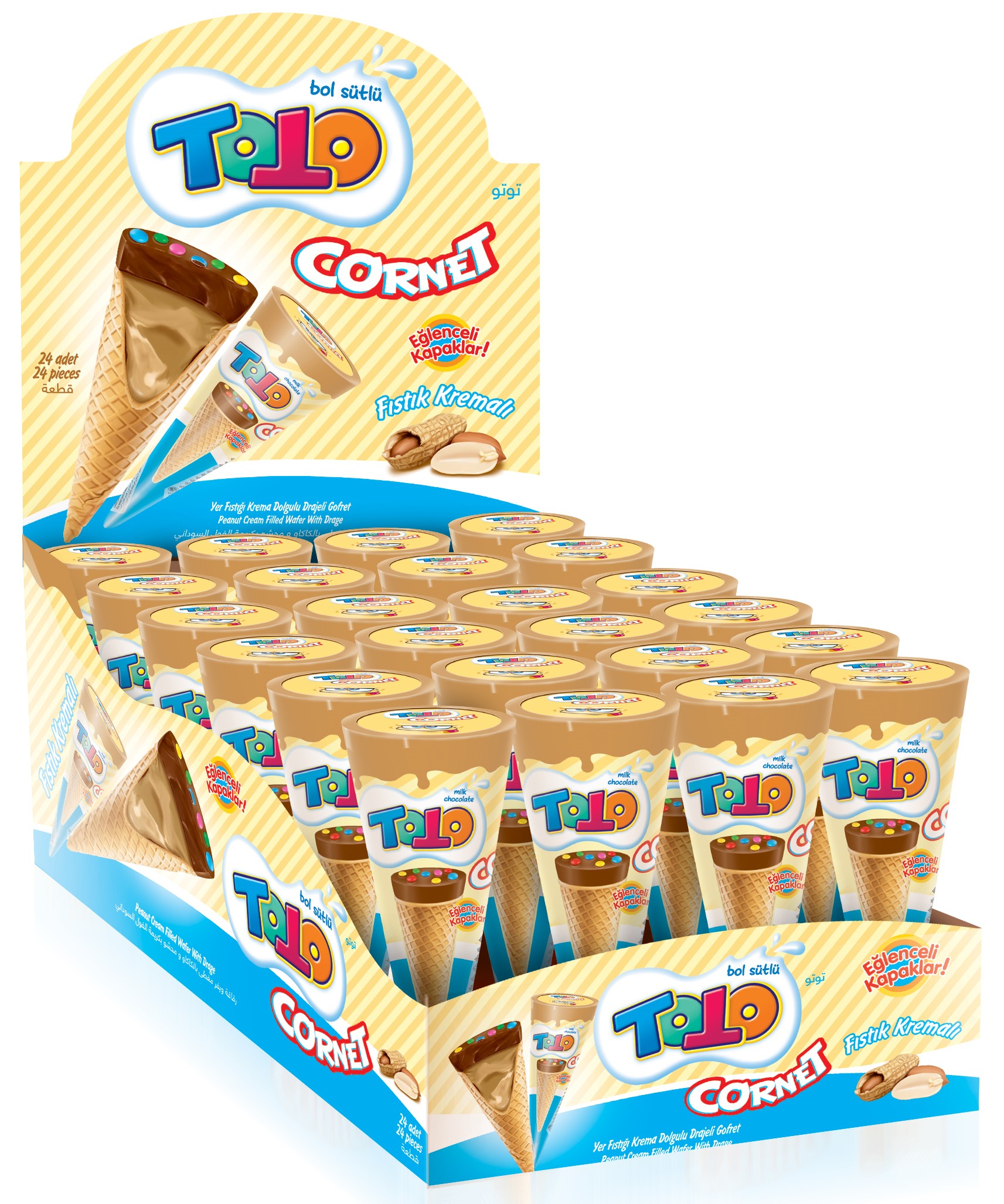 Toto Cornet Gofret Yer Fıstıklı 25 GrX24X6 (1 Koli)