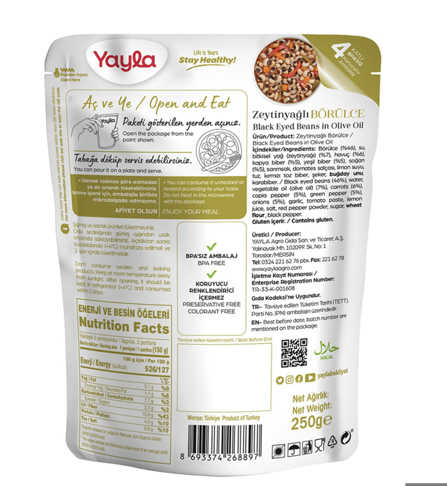 Yayla Black-Eyed Peas with Olive Oil 250 Gr. (1 package) - 2