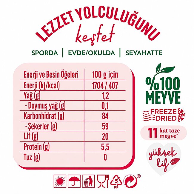 Yayla Enfies Freeze Dried Dondurularak Kurutulmuş Çıtır Meyve-Çilek 15 Gr. (1 Paket) - 3