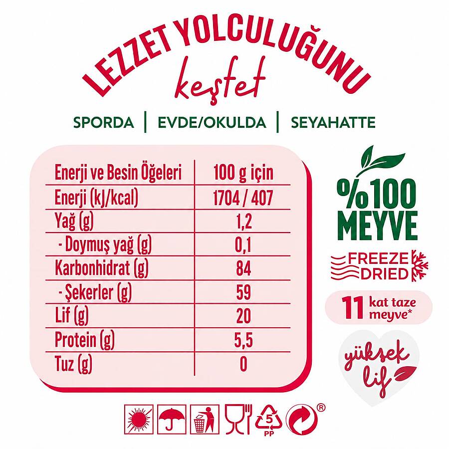 Yayla Enfies Freeze Dried Dondurularak Kurutulmuş Çıtır Meyve-Çilek 15 Gr. (1 Paket) - 3