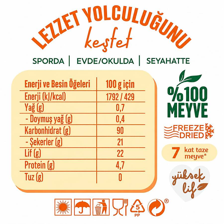 Yayla Enfies Freeze Dried Dondurularak Kurutulmuş Çıtır Meyve-Muz 15 Gr. (1 Paket) - 3