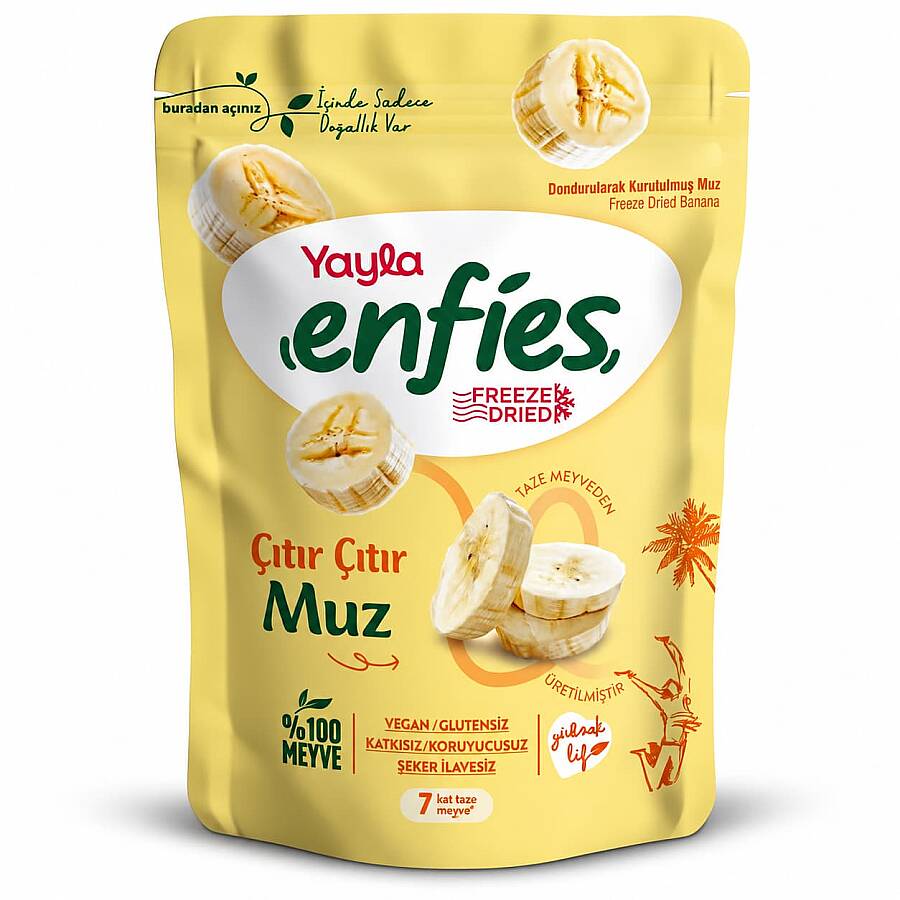 Yayla Enfies Freeze Dried Dondurularak Kurutulmuş Çıtır Meyve-Muz 15 Gr. (1 Paket) - 1